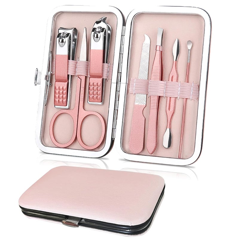 WOXVM Premium Manicure Set, 7 in 1 Professional Nail Clippers Scissors Pedicure Kit, Stainless Steel Cuticle Nail Care Tools with Luxurious Travel Case, Portable Manicure Grooming Kit Gift for Women - Image 1